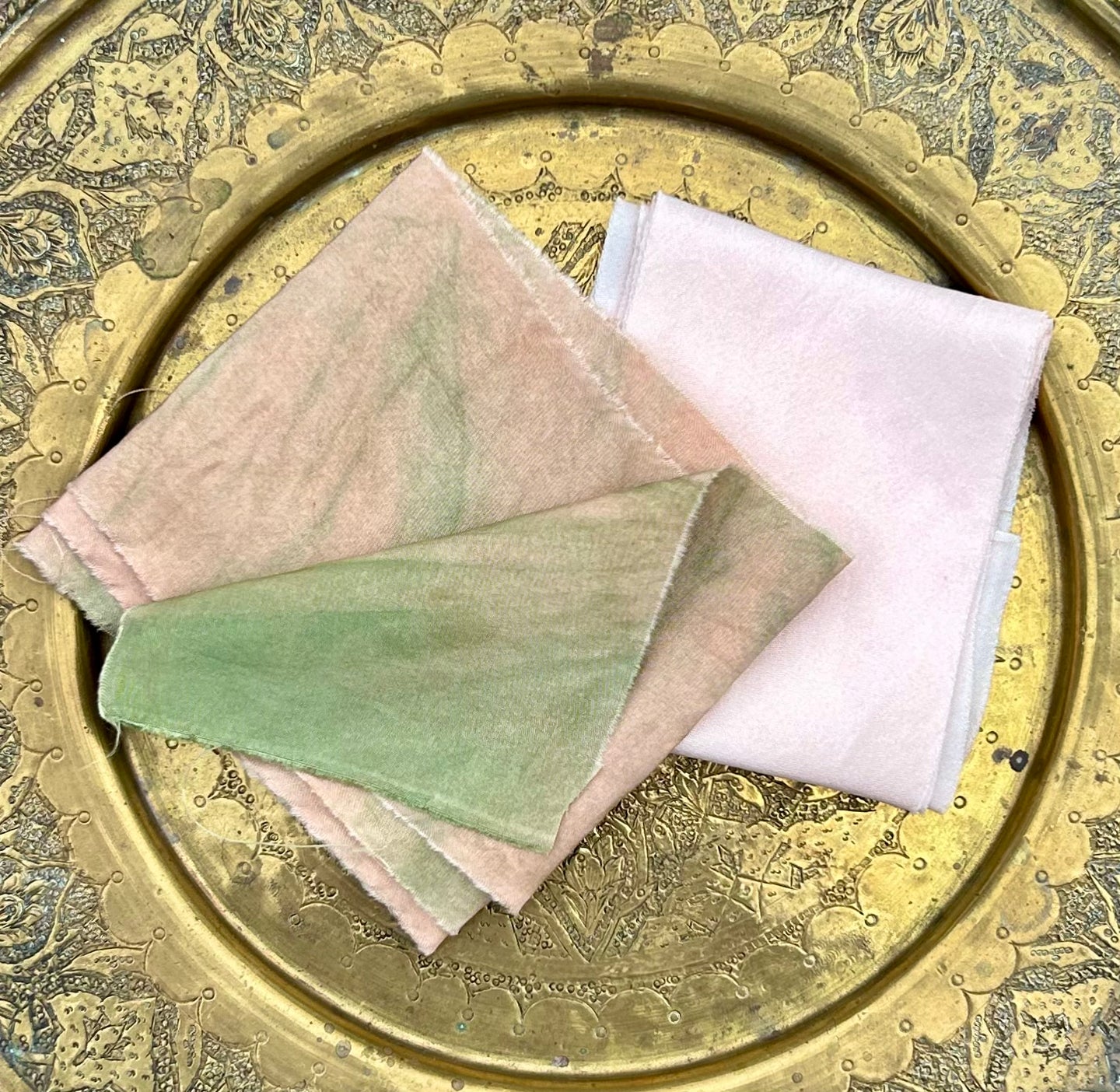 Lot #5 2 metres of botanically dyed silk ribbons