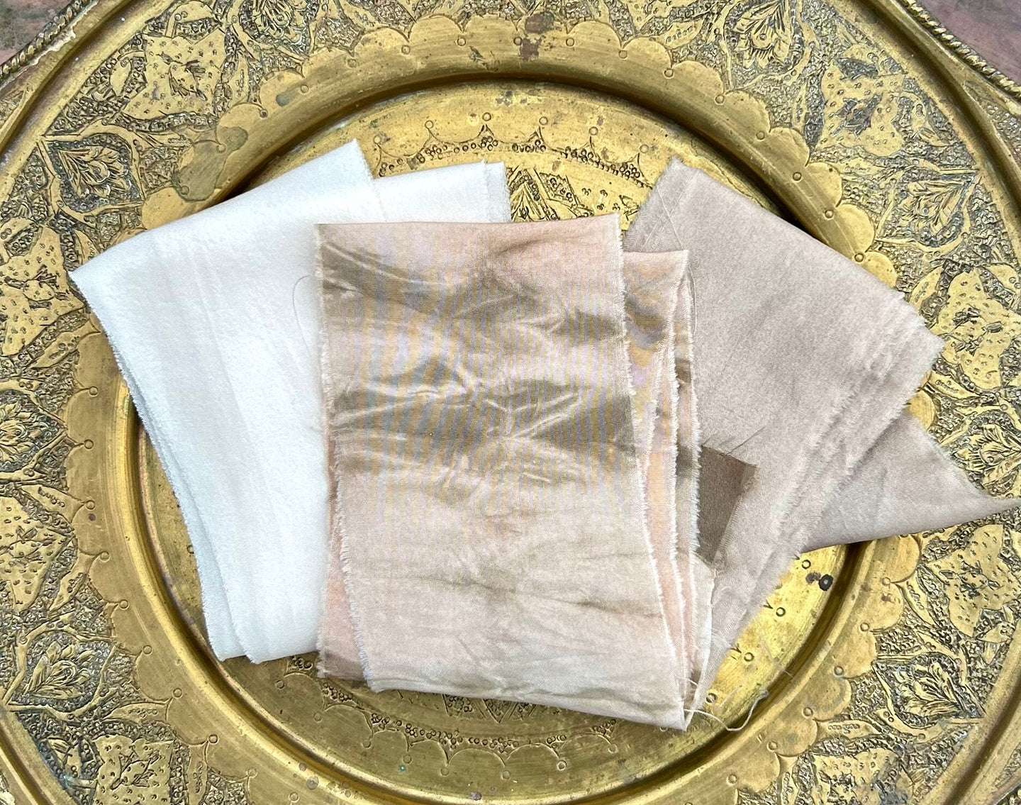Lot #8 5 metres of botanically dyed silk ribbons