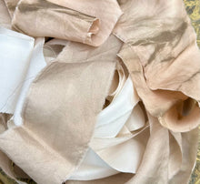Load image into Gallery viewer, Lot #8 5 metres of botanically dyed silk ribbons
