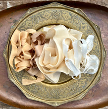 Load image into Gallery viewer, Lot #11 8 metres of botanically dyed silk ribbons
