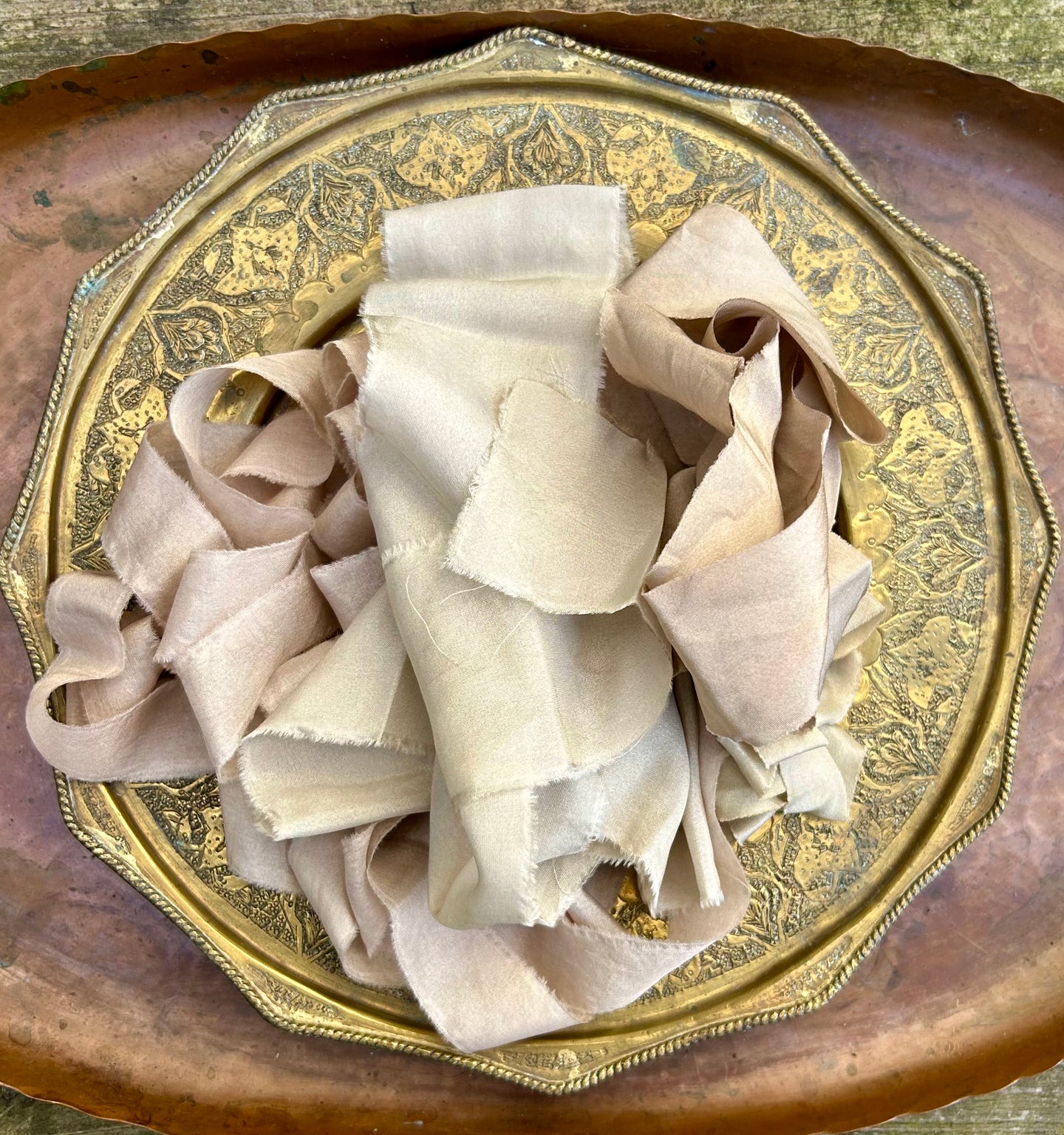 Lot #15 6 metres of botanically dyed silk ribbons